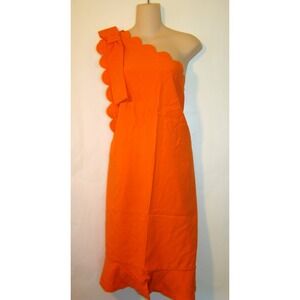 NEW! Victoria Beckham Target Plus 2x Orange One Shoulder Scalloped Dress  D121